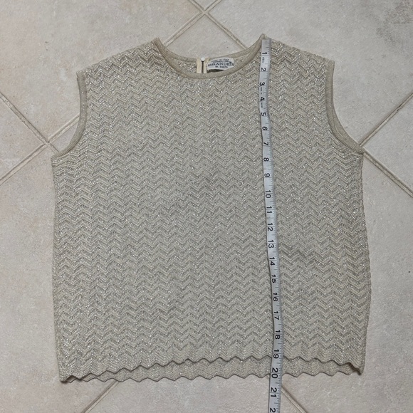 Chic Vintage Brandeis Italian Wool Metallic Knit Sleeveless Sweater Skirt Set - Picture 14 of 14